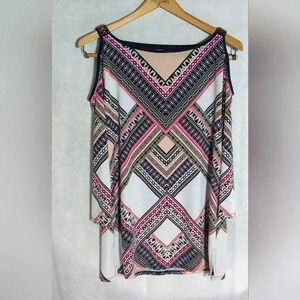 JM Collection Lades long sleeve open shoulder blouse sz S